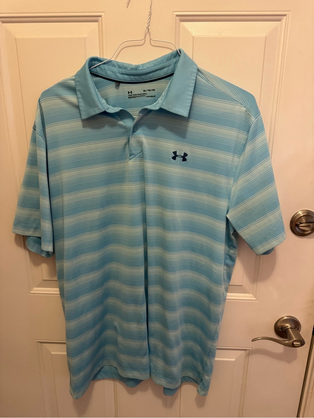 Under Armour Light Blue Striped Performance Polo